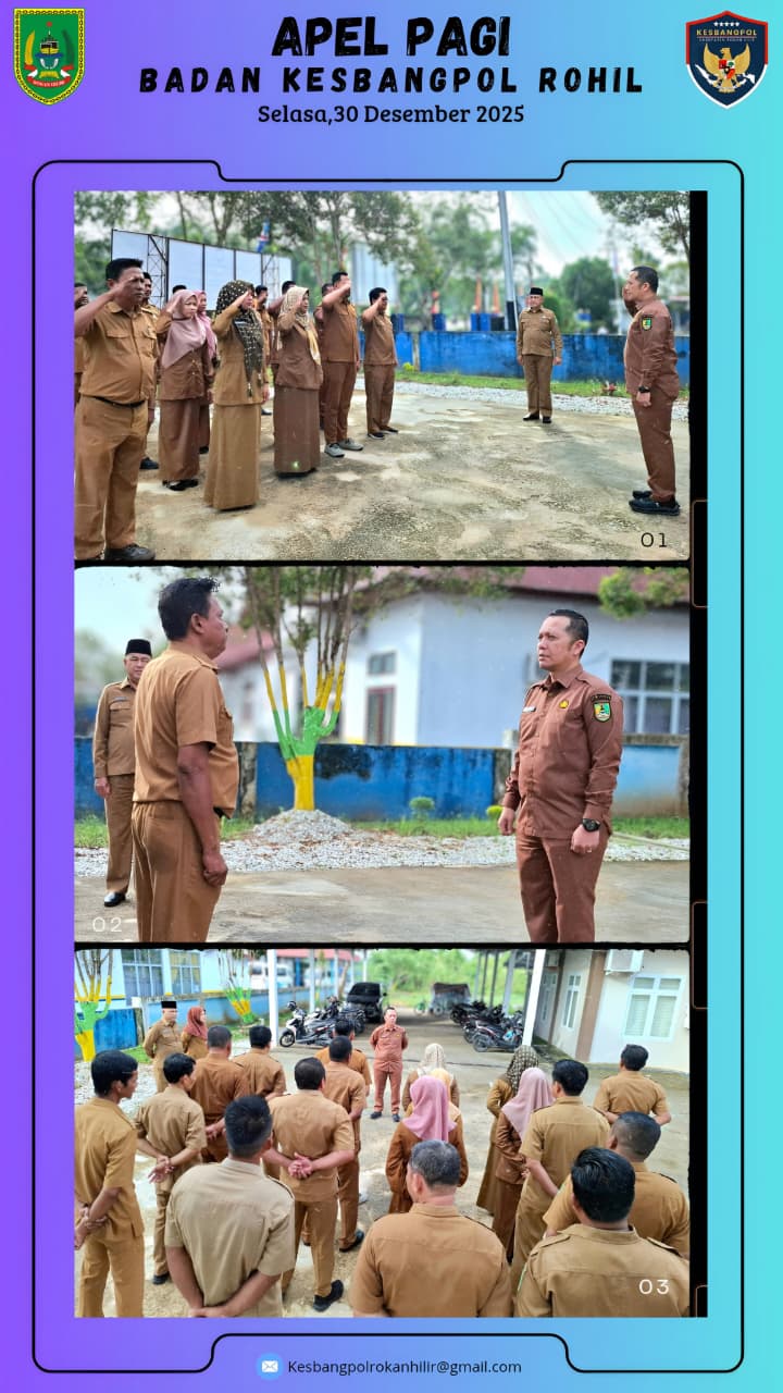 Kegiatan Rutin Apel pagi dilingkungan Badan Kesbangpol Kabupaten Rokan Hilir